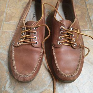 LL BEAN Size 10.5 Leather Boat Shoes RubberSole